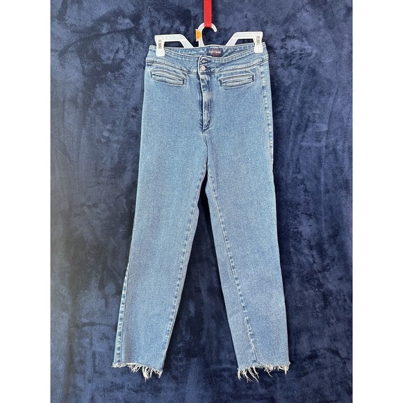 Vintage Guess Jeans Womens 30 High Rise Straight Leg Frayed Hem Made USA 90s - Picture 1 of 11